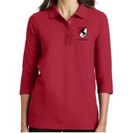 Women's Red 3/4 Sleeve Polo
